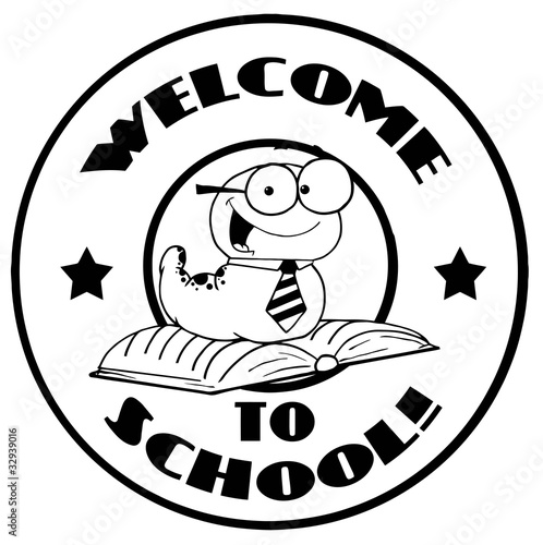 Black And White Worm On A Welcome Back To School Circle