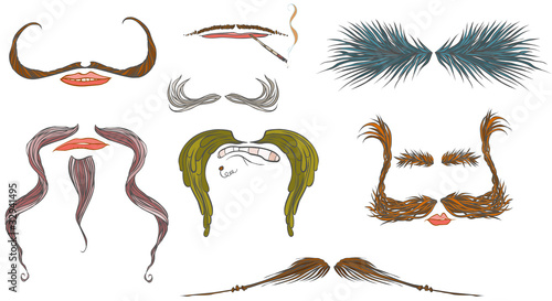 Several funny vector carnival mustaches and lips.