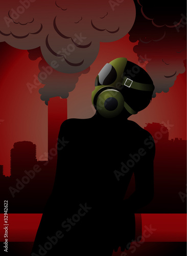 girl with mask contamination vector