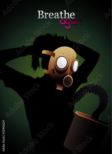 girl with mask contamination vector