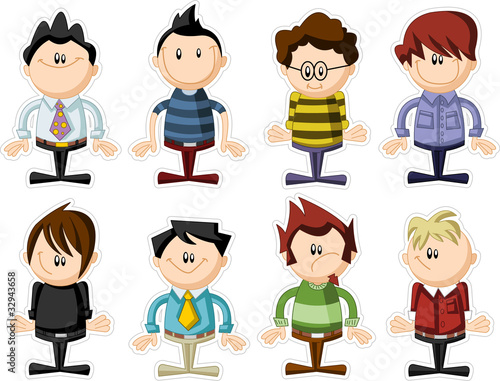 Group of funny cartoon people