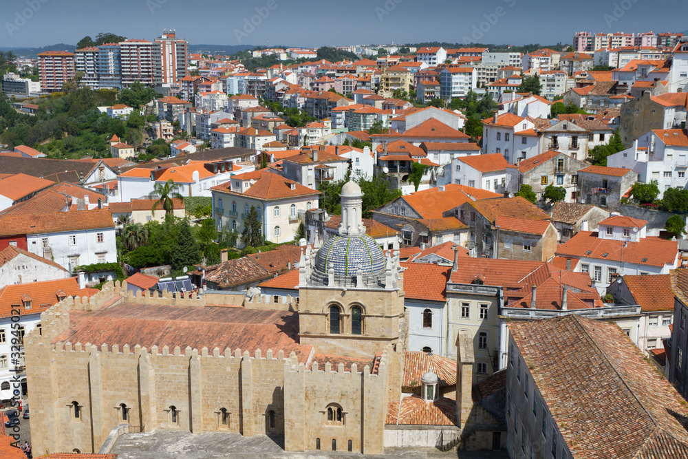roofs of Coimbra with church 