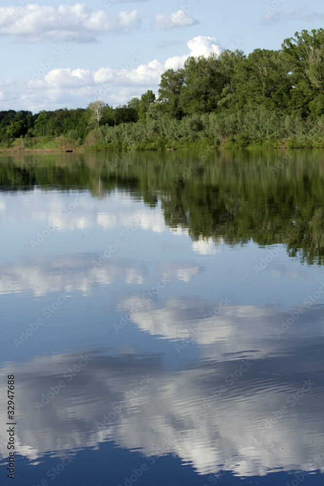 River water sky reflection