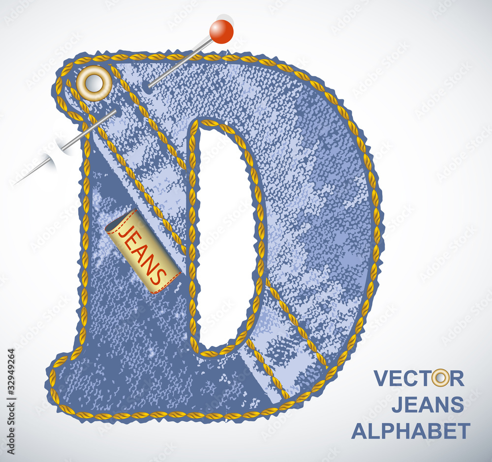Vector jeans alphabet. Denim texture letter D Stock Vector | Adobe Stock