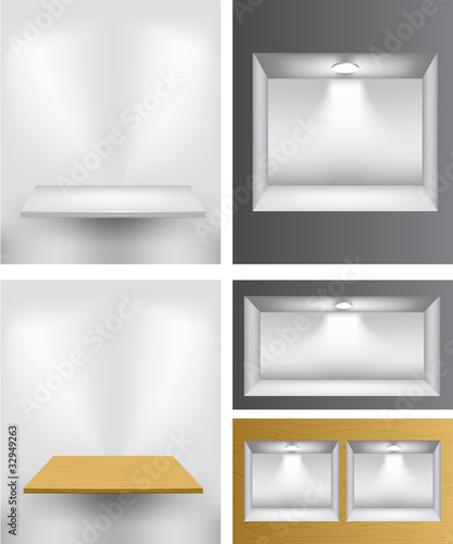 3d empty shelves for presentation