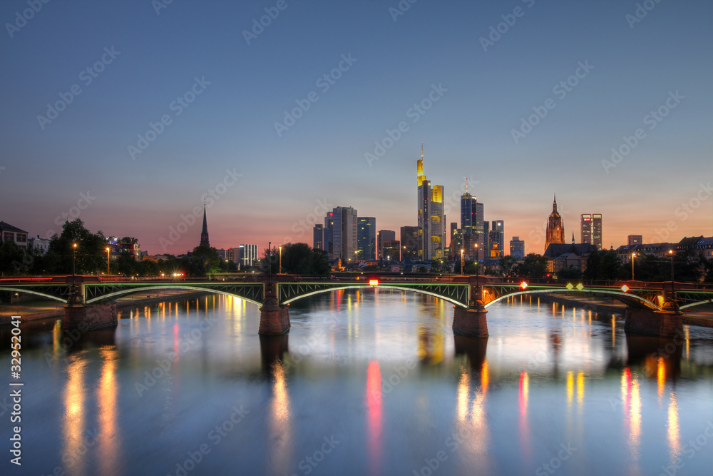 Frankfurt am Main skyline at twilight, Germany