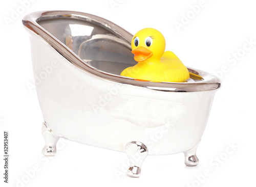yellow rubber duck in a bath