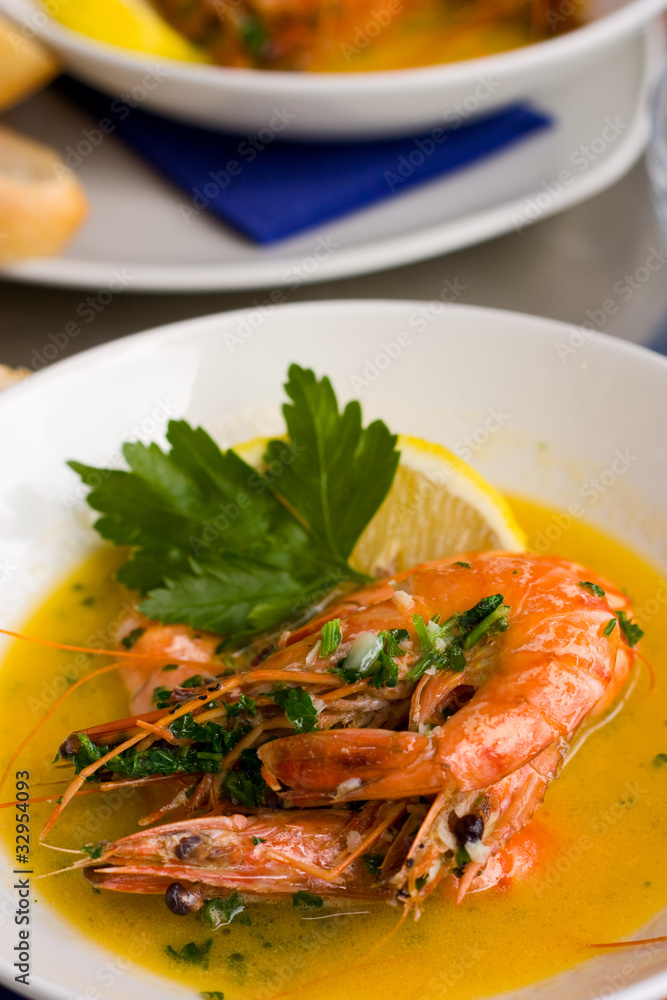 tiger prawns in sauce. tiger prawns in sauce.