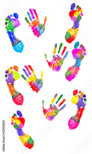 Colored handprint and footprint