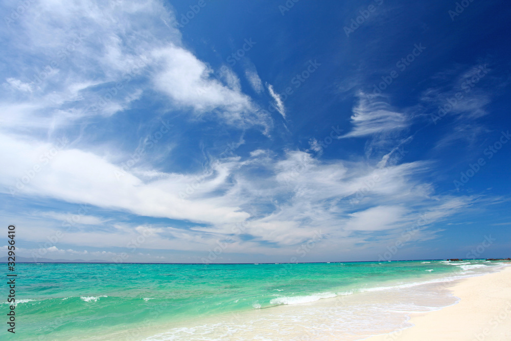 美しいビーチと青く広い空