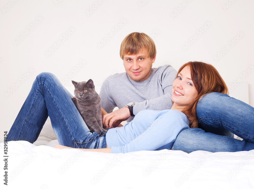 couple with a cat couple with a cat