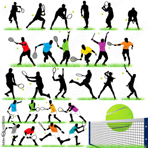 Tennis silhouettes set