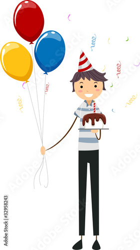 Birthday Balloons and Cake