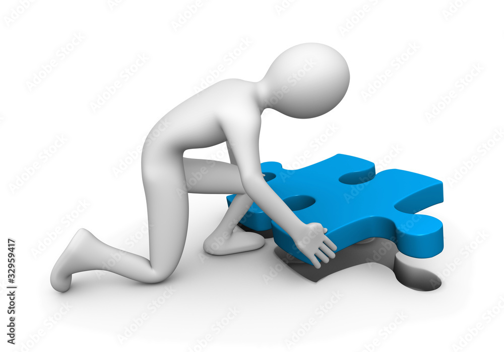 Personnage 3d piece puzzle symbole positif Personnage 3d piece puzzle symbole positif