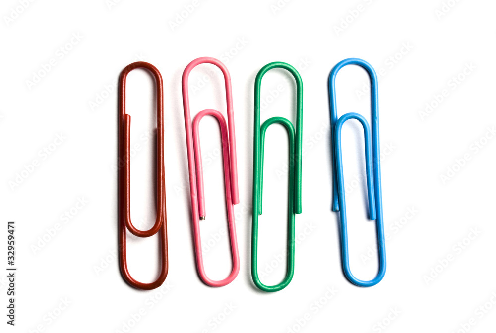 Four multicolored paperclips Four multicolored paperclips