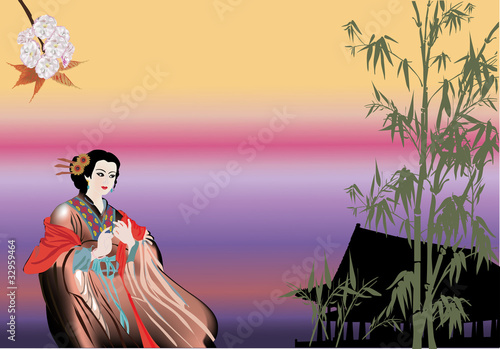 woman in traditional chinese dress illustration