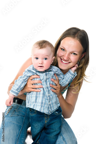Pretty young women with her son