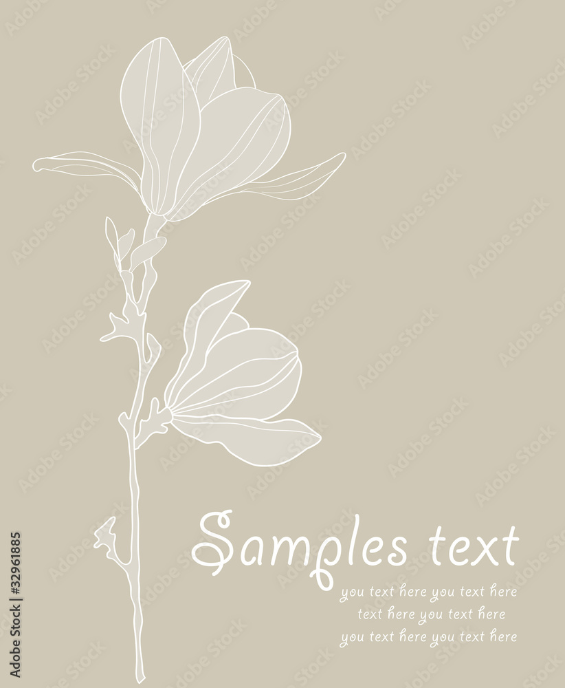 Naklejka premium Card with stylized magnolia retro