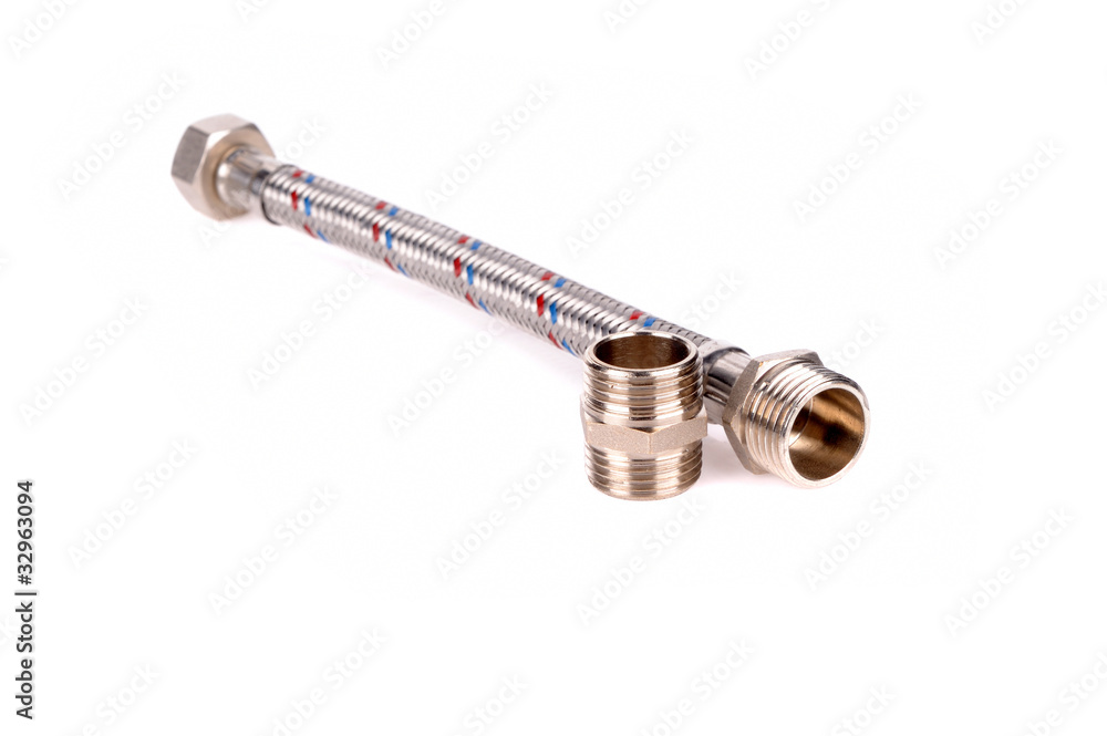 Hosepipe with screw-nut isolated on the white background Hosepipe with screw-nut isolated on the white background