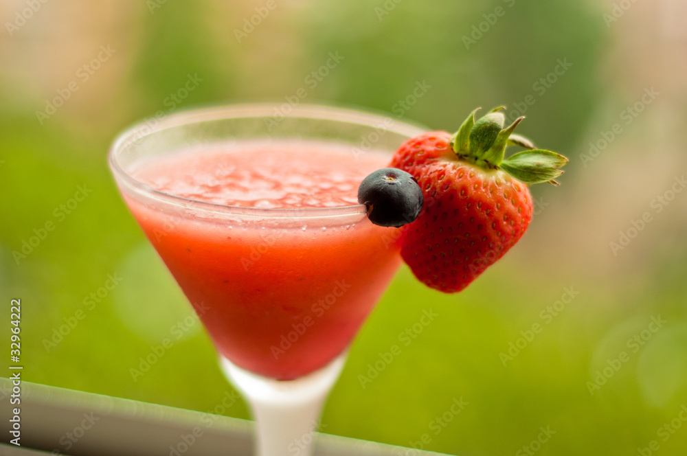 Vodka Cocktail with fresh strawberries Vodka Cocktail with fresh strawberries