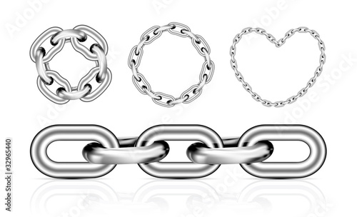 Collection of metal chain parts