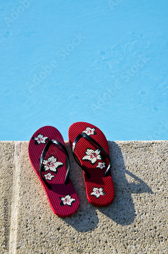 Flip-flops by the pool
