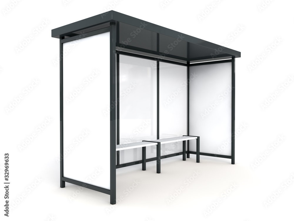 Bus stop billboard 3d render Bus stop billboard 3d render