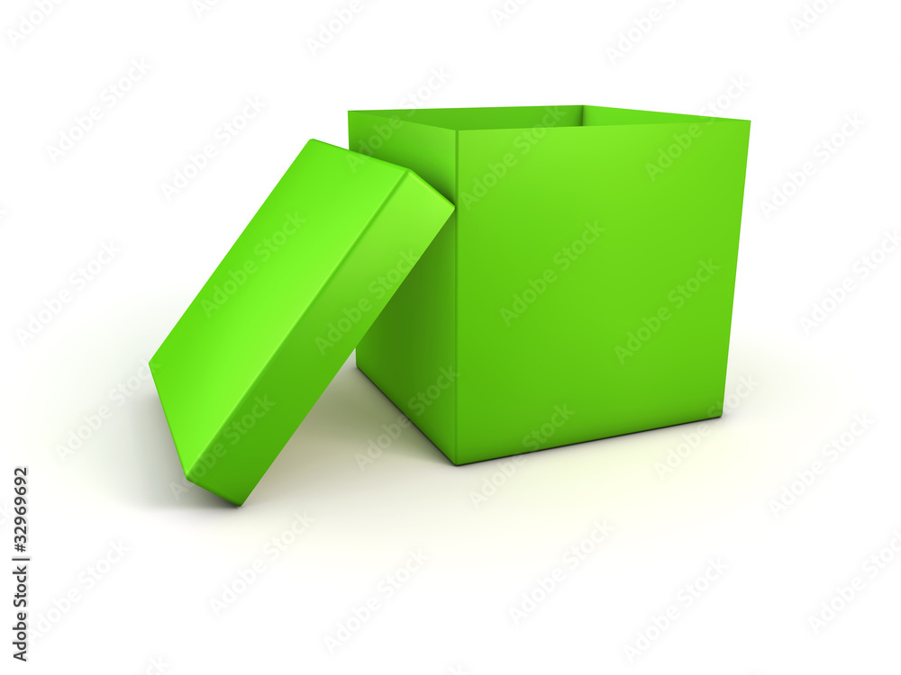 Fototapeta premium Green open box 3d render illustration