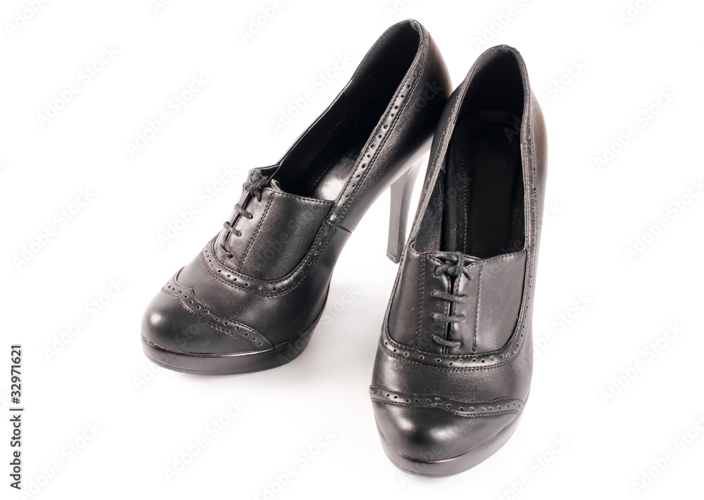 Black female shoes isolated on white Black female shoes isolated on white