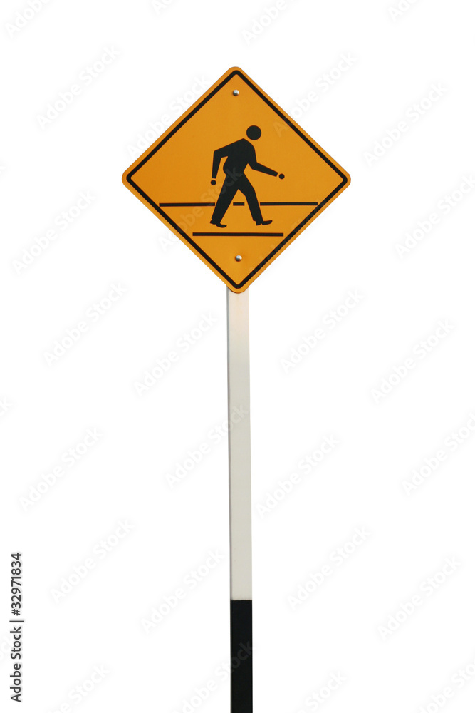 Yellow walk sign isolated on white Yellow walk sign isolated on white