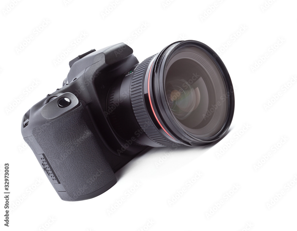 A modern SLR camera with prime lens attached A modern SLR camera with prime lens attached