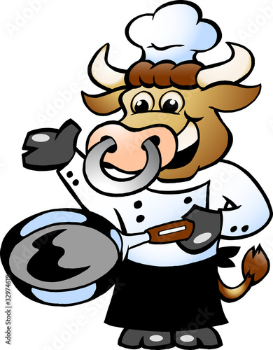 Bull Chef Cook holding a Pan