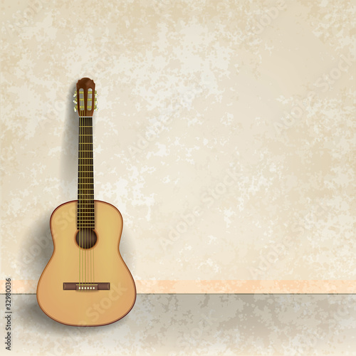 abstract music grunge background with guitar © lembit