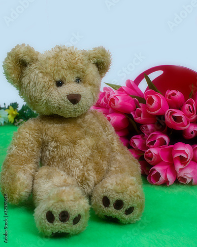 Teddy Bear and Roses
