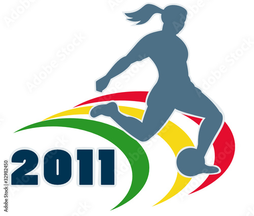 woman soccer player kicking ball 2011