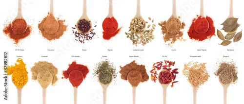 Obraz  z motywem Spices collection on spoons
