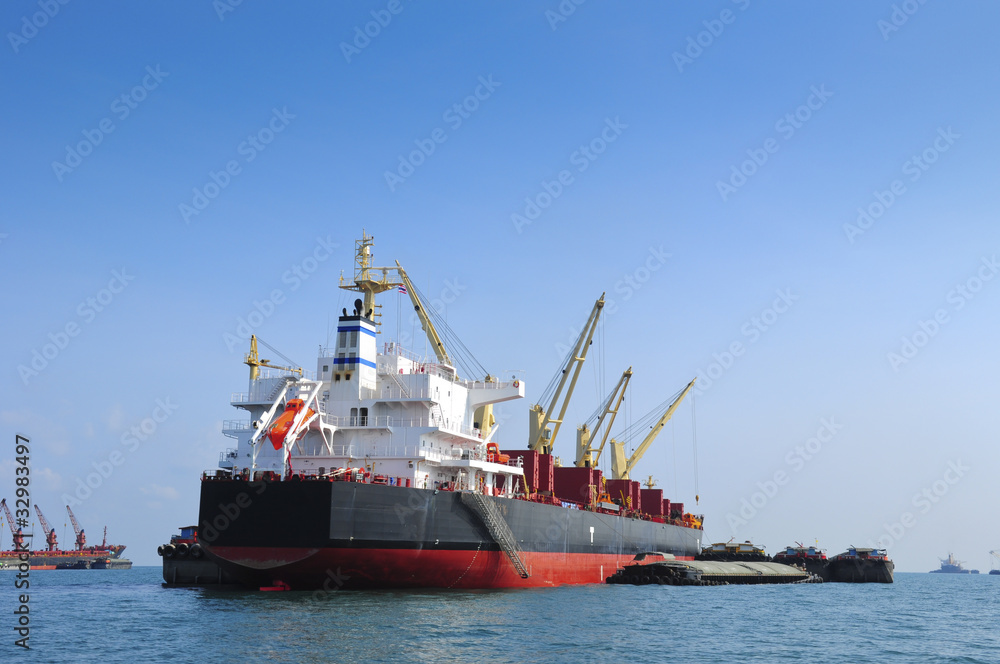 Large container ship in the sea