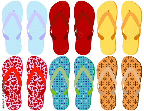 Set of 6 Colorful Sandals