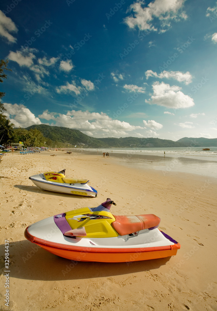 Taxi boat on the beautiful ocean beach