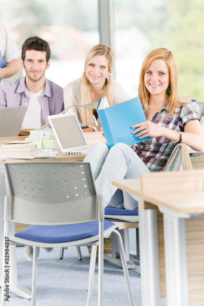 Group of young high school students learning Group of young high school students learning