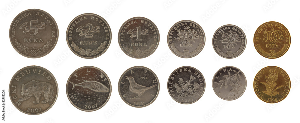 Croatian Coins Isolated on White Croatian Coins Isolated on White