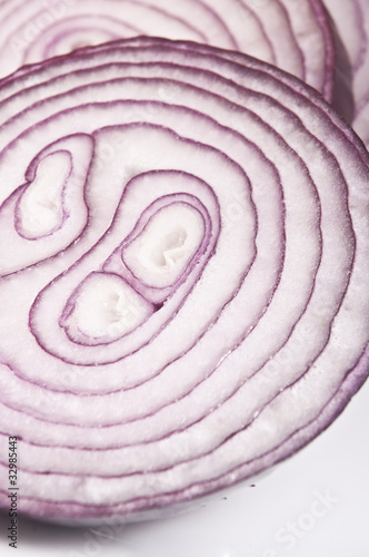The sliced red onion