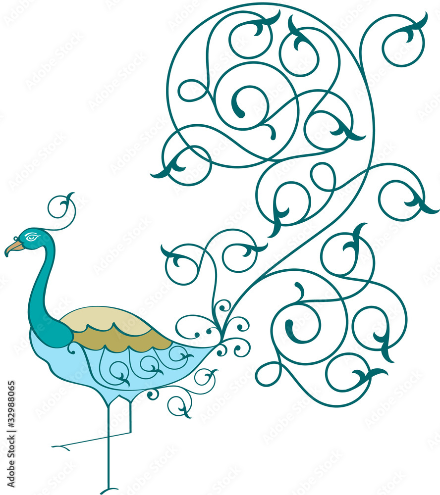 Peacock hand drawn stock vector adobe stock