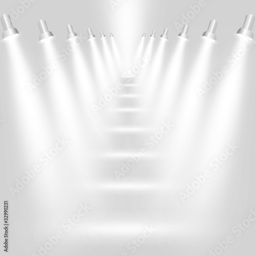 Abstract light grey background with spotlights