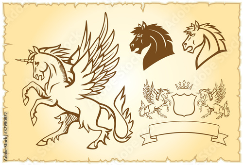 Obraz na plátně Winged mystery horse illustration