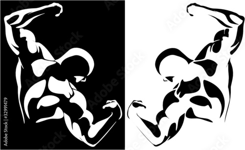 contour of the athlete on the black and white background. vector