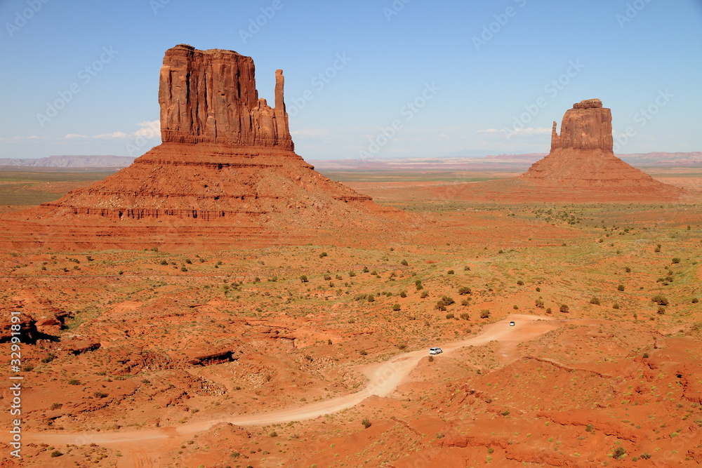 wide angle view of Monument Valley, Utah, USA wide angle view of Monument Valley, Utah, USA