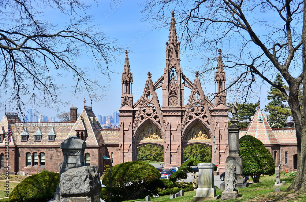 Fototapeta premium Green-Wood cemetery - main gate, Brooklyn, NY