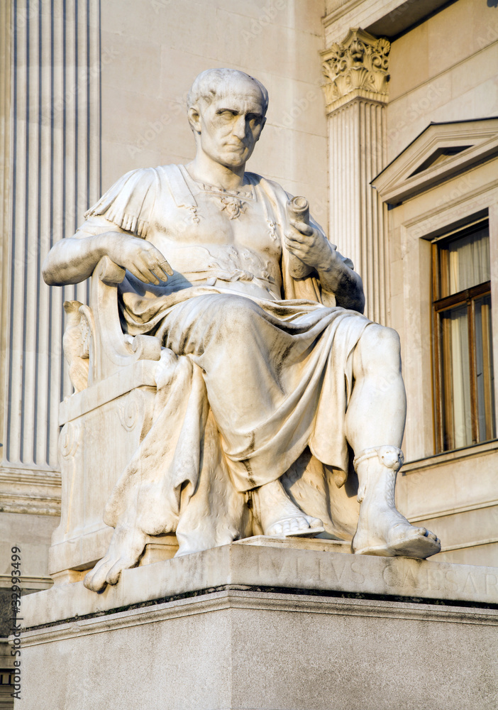 Vienna julius caesar staue by parliament in the morning light Stock