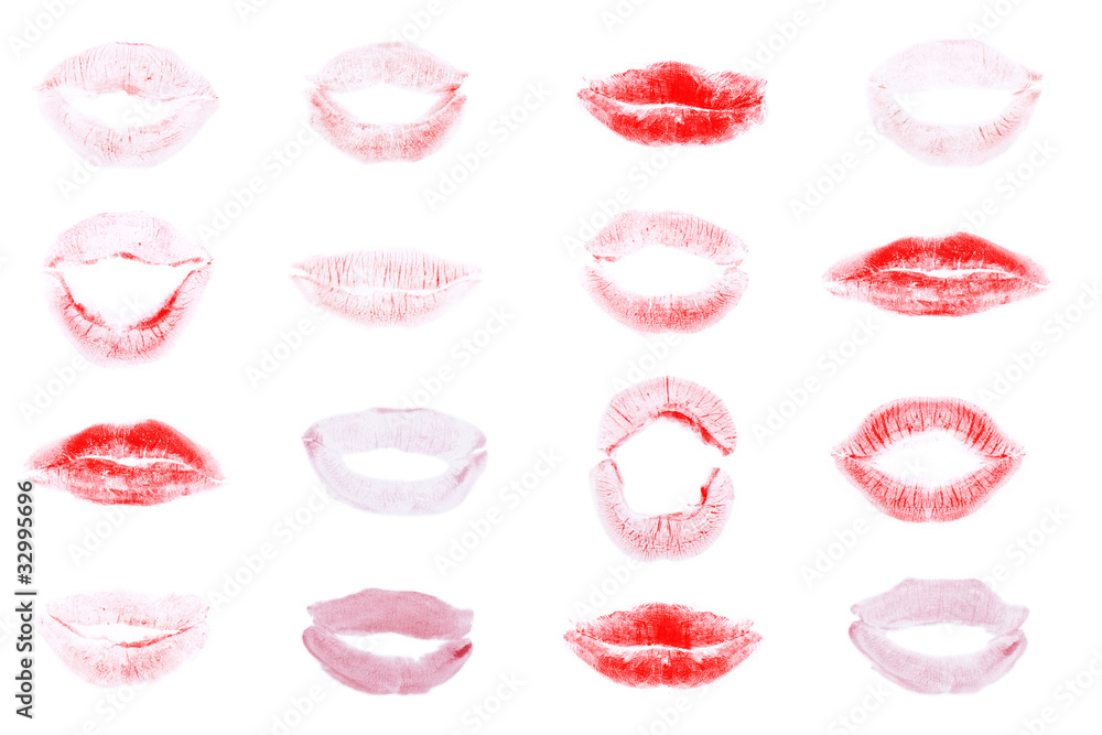 red lips mark, different expressions red lips mark, different expressions